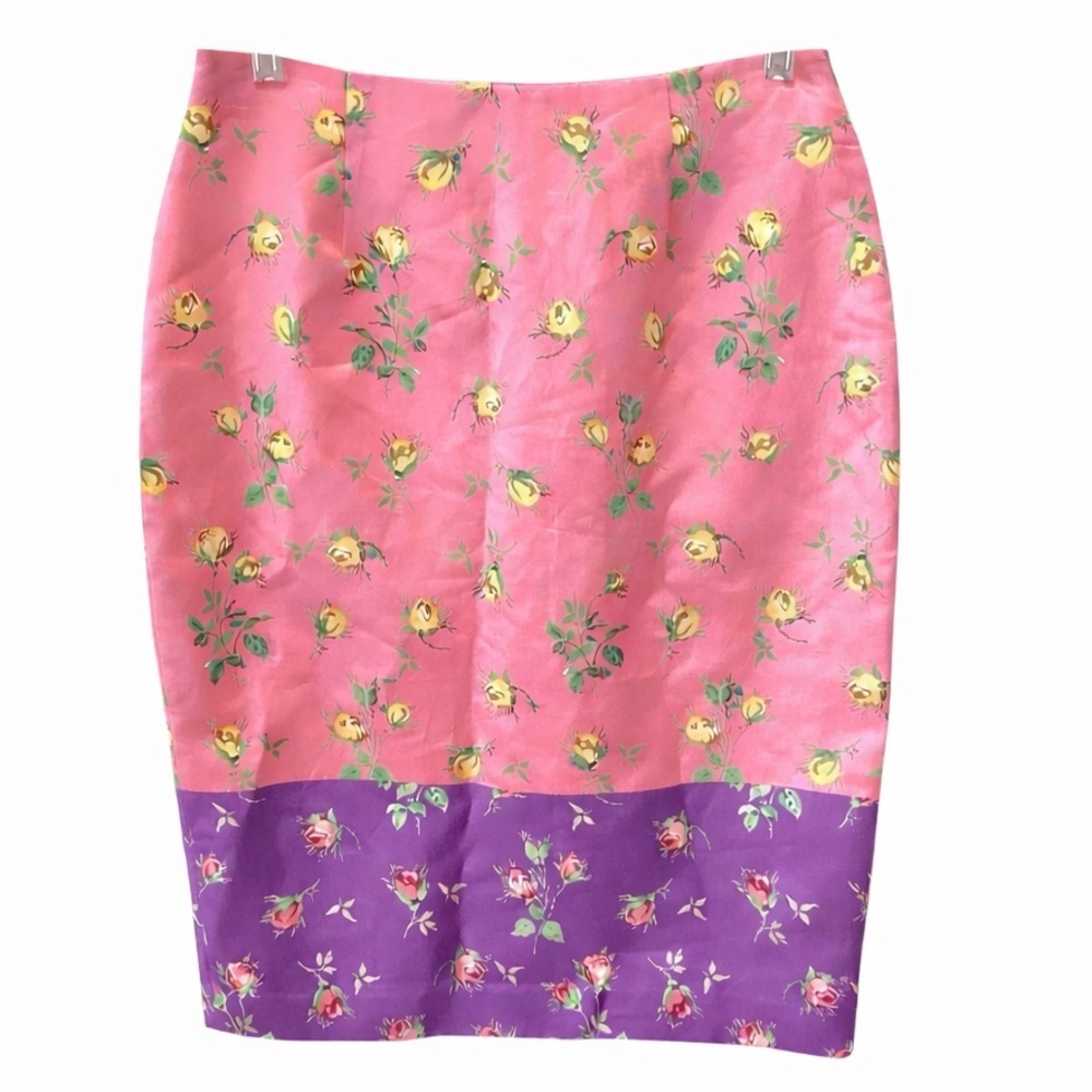 Anthropologie Manoush Silk Floral Pencil Skirt 6 Coquette Fairycore Lined